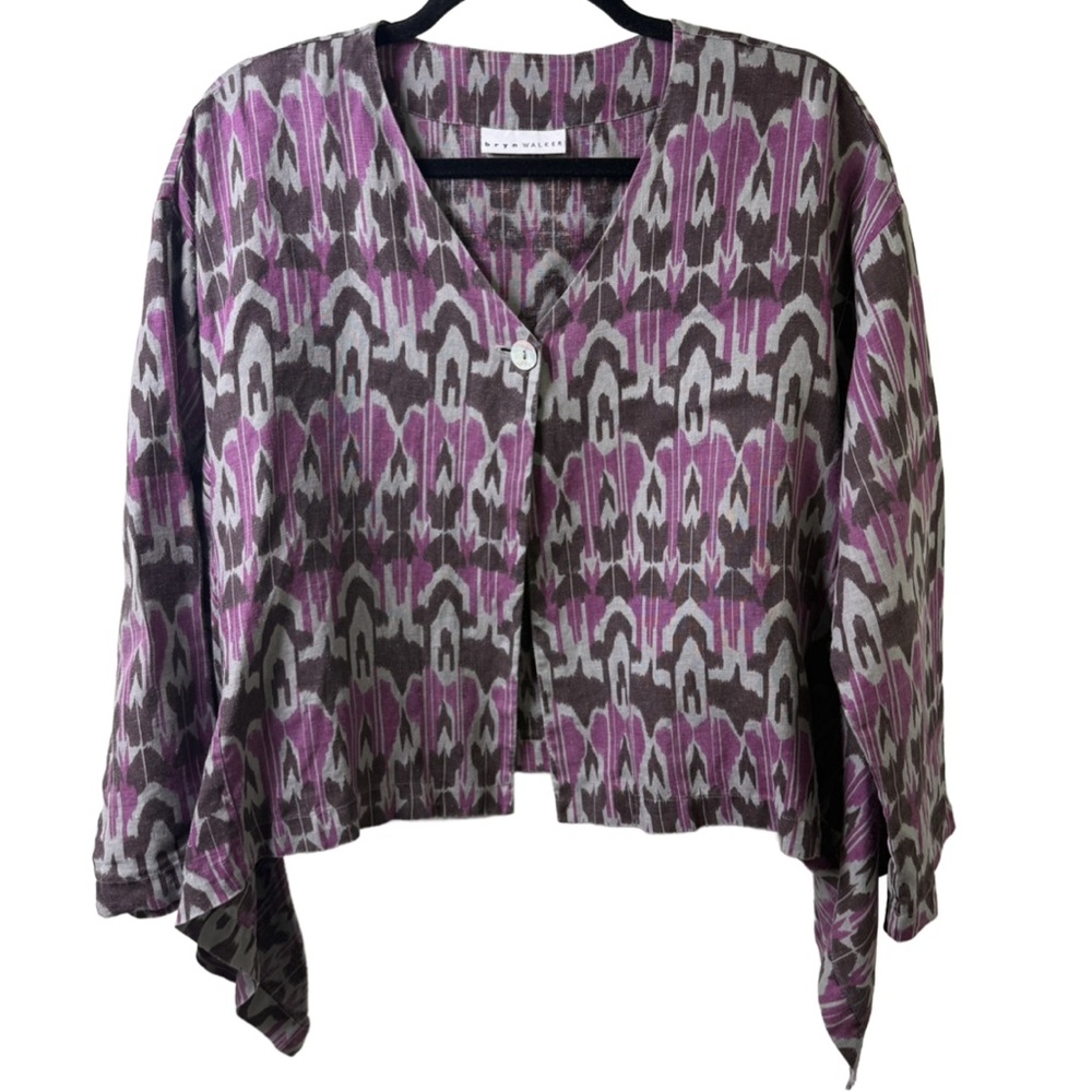 Bryn Walker Linen Ikat Print One Button jacket